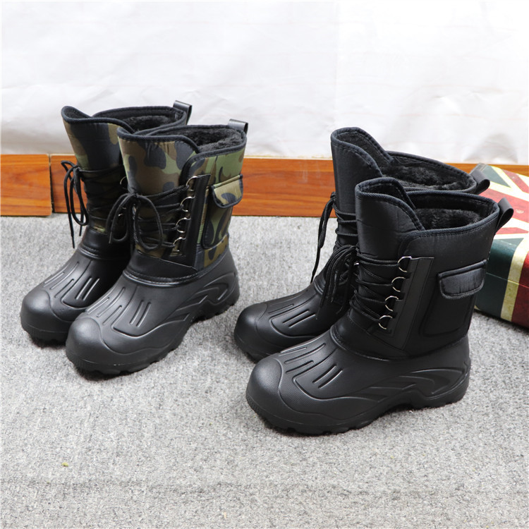 New men's lightweight warm snow boots non-slip waterproof cold-resistant men's cotton boots lace-up comfortable and versatile mid-barrel boots