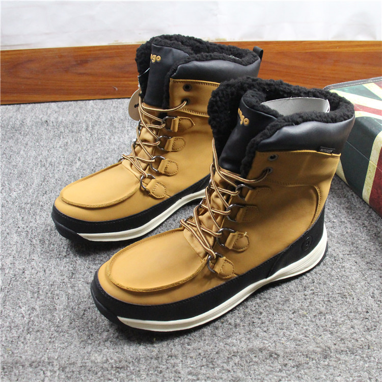 Europe and the United States single scarce cattle goods genuine leather men's velvet cold waterproof snow boots Shock absorption non-slip fashion men's cotton boots