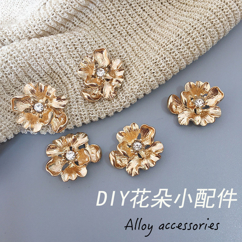 Gold color inlaid with flowers Alloy Accessories Diy Handmade Hair Accessories Bag Shoes Box Ornament Decorative material