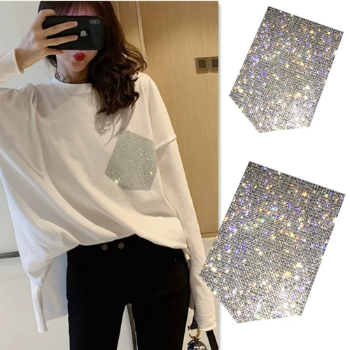 Мигающие бриллианты подделка!Т -маначная рубашка DIY трансформационные аксессуары, одежда декоративные стразы, аксессуары для буровой одежды