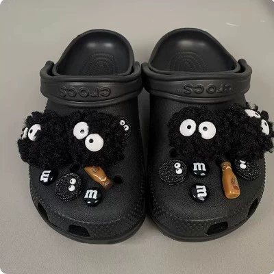 Crocs, мультяшная пряжка для обуви, аксессуар, аксессуары, черное кунжутное масло, DIY