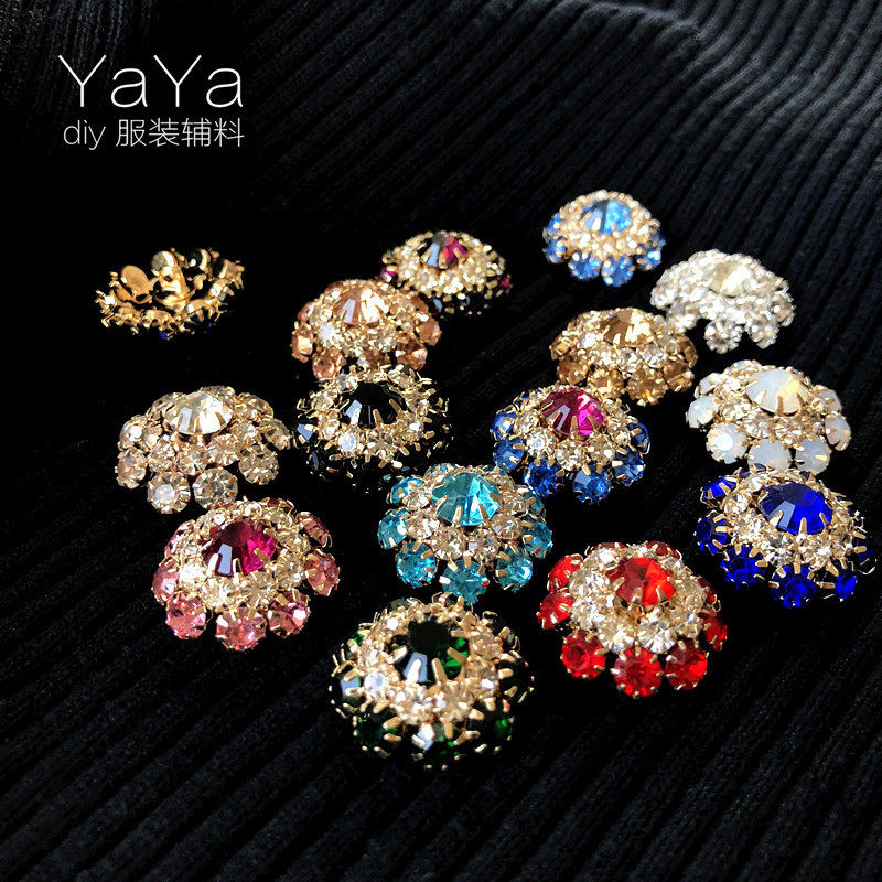 Colored rhinestone mushroom small button cardigan breasted crystal button clothes decoration DIY accessories clothing accessories