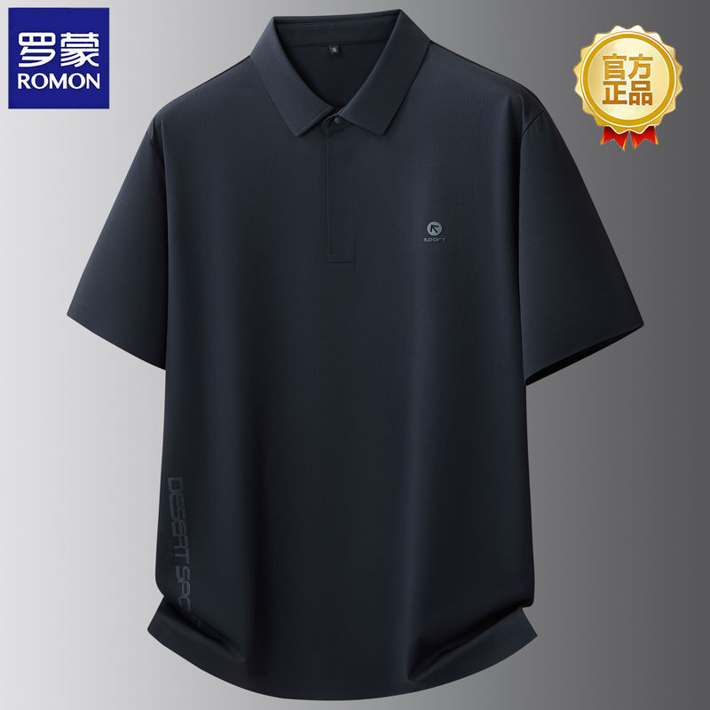 Romon Plus Size Ice Silk Short Sleeve Polo Shirt for Big and Tall, Sporty Casual Loose Fit, Non-Ironing, Solid Color Turn-Down Collar T-Shirt Romon Plus Size Ice Silk Short Sleeve Polo Shirt for Big and Tall, Sporty Casual Loose Fit, Non-Ironing, Solid Color Turn-Down Collar T-Shirt