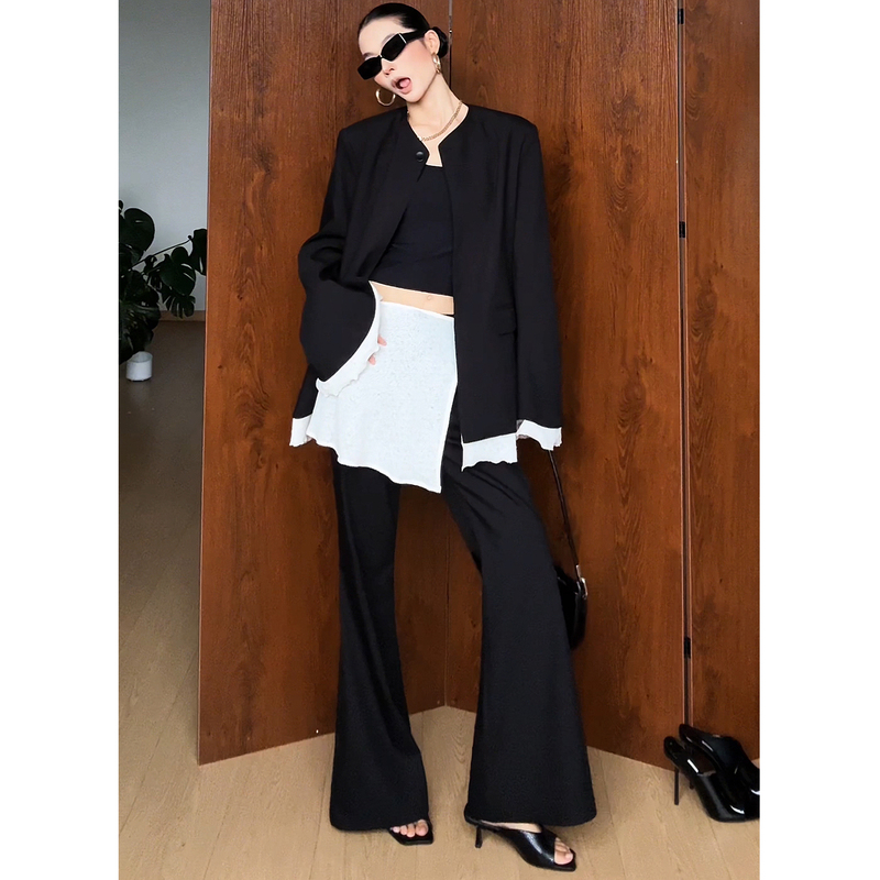 Cizzlemore【Forest Realm】Lace Patchwork Elegant Blazer Detachable Skirt Flared Pants Set Cizzlemore【Forest Realm】Lace Patchwork Elegant Blazer Detachable Skirt Flared Pants Set