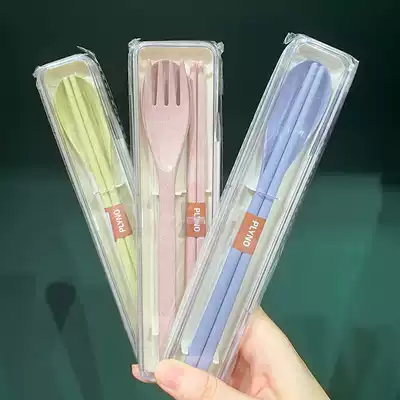 Wheat straw SwanLace selection high temperature resistant color wheat incense box portable spoon Fork chopsticks tableware set