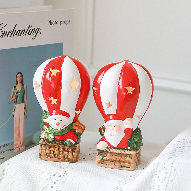 Can light up export hollow shining star hot air balloon shape Santa snowman Christmas decoration light ornaments