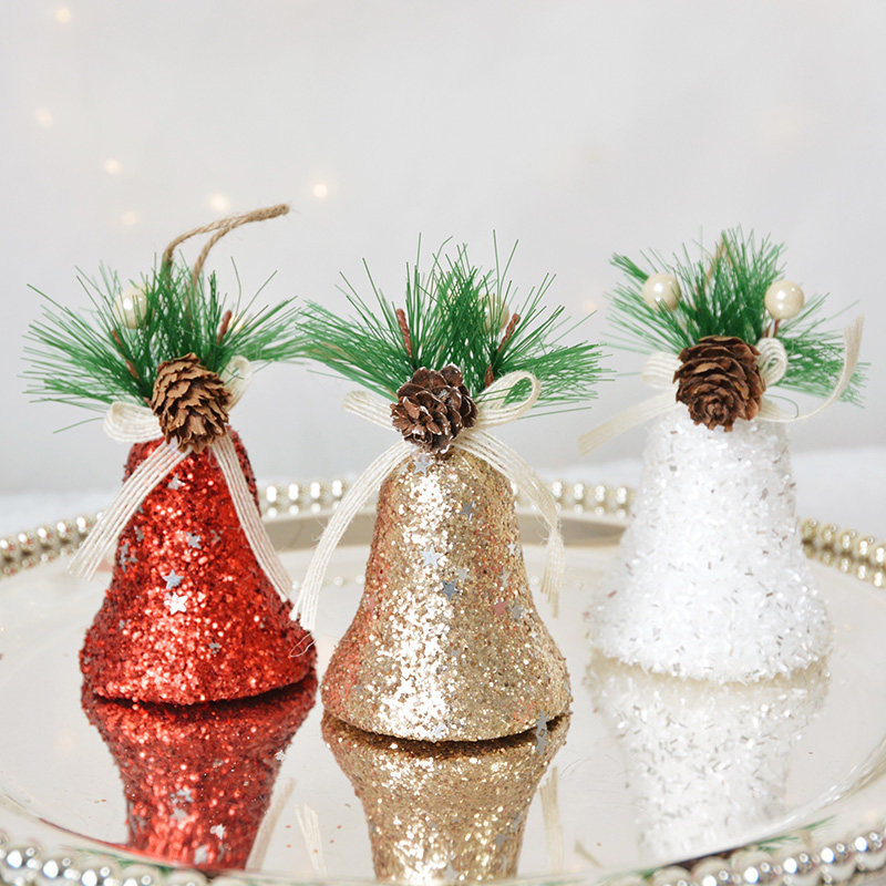 SwanLace glitter shiny pine branch red fruit golden red big bell Christmas tree decoration pendant pendant