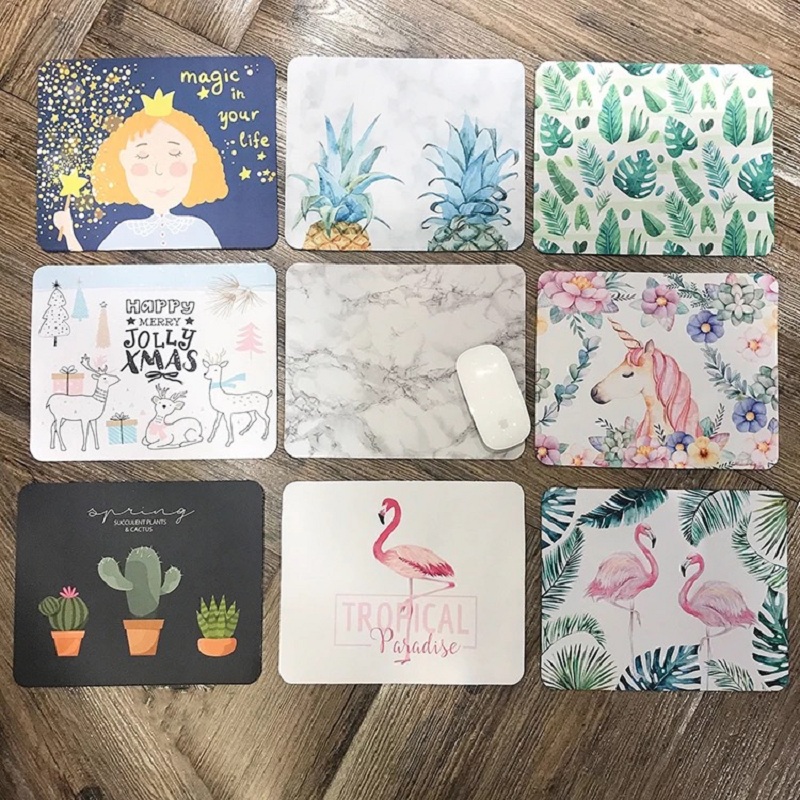 SwanLace Tropical Plant Flamingo Nordic Frosty Wind Marble Cartoon Cactus Pattern Mouse Pad