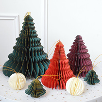 SwanLace Christmas Shop Window Decoration Beehive Origami Color Christmas Tree Styling Lantern Hanging Pendant Pendant