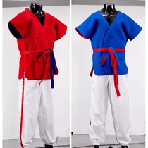 Lutte de style chinois Lutte Suit Formation professionnelle Type de concours Red Blue Bifacial Thickening of Traditional Wrestling Suits of Traditional Wrestling