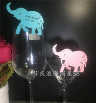 50 birthday party decoration card glass cup card laser hollow elephant name card table card customization