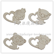 50 cut happy little tiger little pig little duck wooden carving cutting decorative hanging card wooden napkin buckle