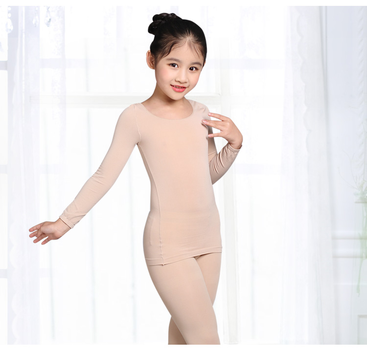 Mùa xuân và mùa thu thiếu nhi Khiêu vũ Áo sơ mi nữ Quần áo khiêu vũ Màu sắc Đồ lót vô hình Trang phục trắng Skinny váy trẻ em hàn quốc
