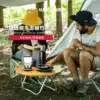 NH outdoor portable table Ultra-light mini folding low coffee table Simple small round table Camping barbecue picnic table