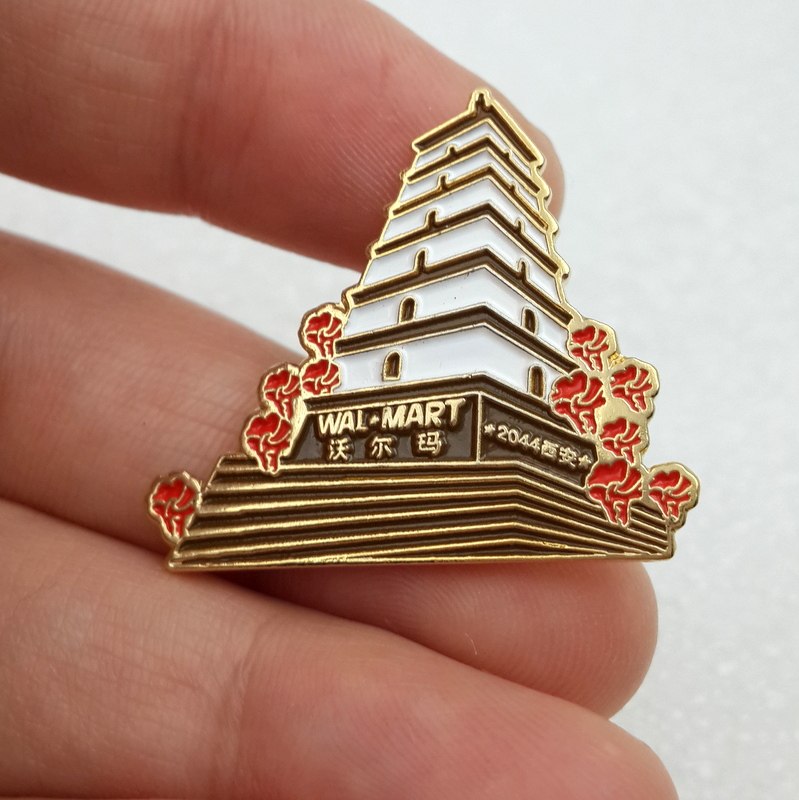 Wal-Mart badge commemorative seal Shaanxi Xi'an store brooch Pagoda