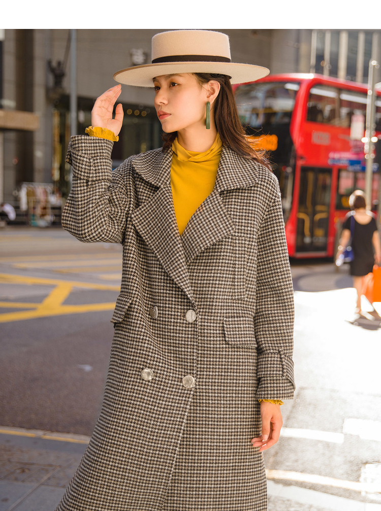 Inman 2019 phụ nữ mới mùa xuân len hai mặt lớn retro đơn giản áo len kẻ sọc nữ dài - Áo len lót đôi áo khoác mùa đông nữ