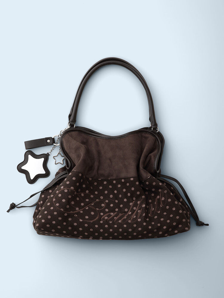 BadBlue ブラウン ドット トートバッグ world.taobao.com: korean new badblue leopard print polka dot tote