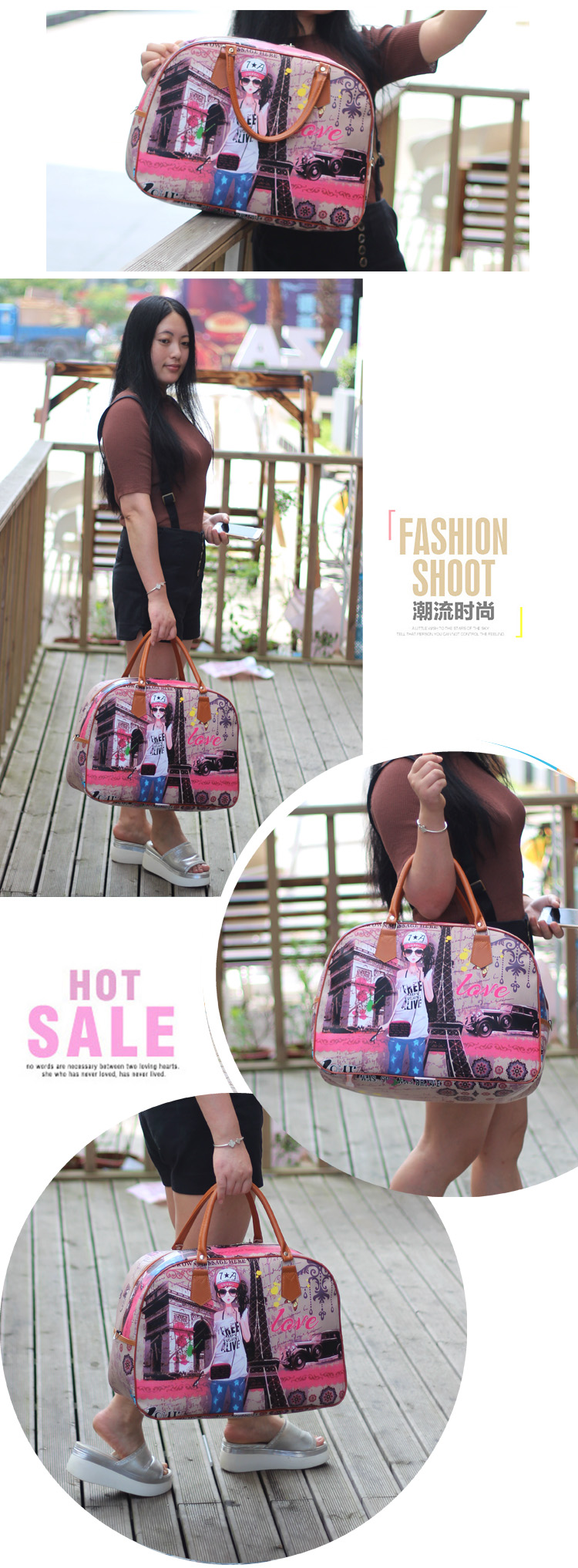 Mới phim hoạt hình túi du lịch túi xách nữ duffel túi chống nước túi du lịch khoảng cách ngắn Hàn Quốc túi sinh viên dễ thương túi du lịch
