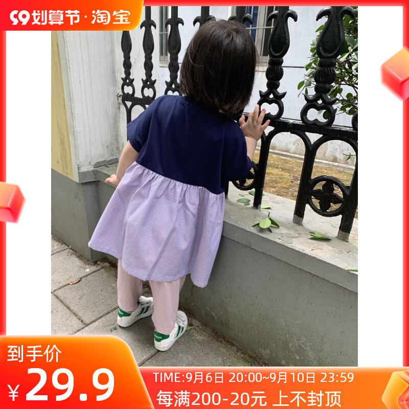 Middle and large children Children's clothing Girls Children's T-shirts Short sleeves Dolls Bows Dark blue