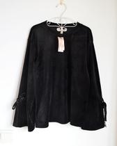 Pure original noble super comfortable soft glutinous pull Belt trumpet sleeve velvet top with large size