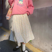 PinkstarShop autumn and winter new confession balloon color wave point cotton girl a-line skirt girl