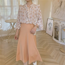 Shell Glossy Satin High Waist Orange Fish Tail Half Skirt Spring New Half Body Dress Pure Color Woman Wrap Hip Skirt