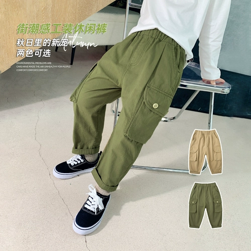 Осенние детские хлопковые весенние штаны для мальчиков, в западном стиле, детская одежда