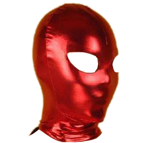 SM sex toy bondage hood, elastic patent leather hood suffocation mask, role play patent leather rubberized hood