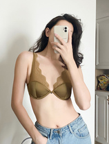 High-quality temperament Elegant mulberry silk luxury water-soluble three-dimensional lace soft steel rim thin cup bra panty set