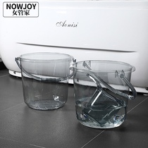 Plastic bucket bucket basin water spoon 3-piece set transparent thickening enlarged household storage bucket laundry basin portable students