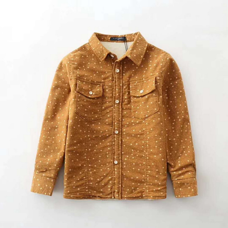 18 năm mùa thu và mùa đông mới trẻ em trai lớn cotton cộng nhung ấm sao dài tay áo sơ mi giản dị đồ cho bé gái
