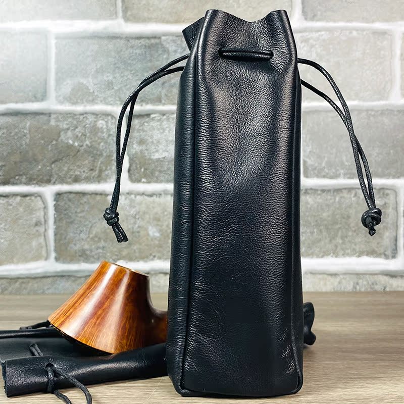 Pure sheepskin handmade pipe bag pipe protector accessories black lace-up bucket bag vintage accessories portable