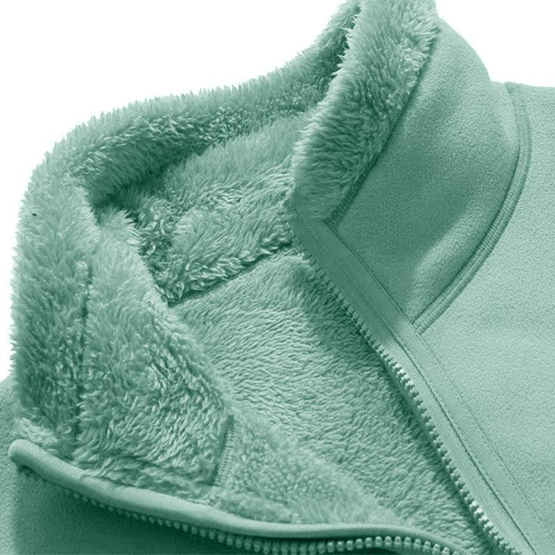 Bill Qi Li collar fleece women's winter fleece coral velvet neutral double-sided wear warm cardigan black men