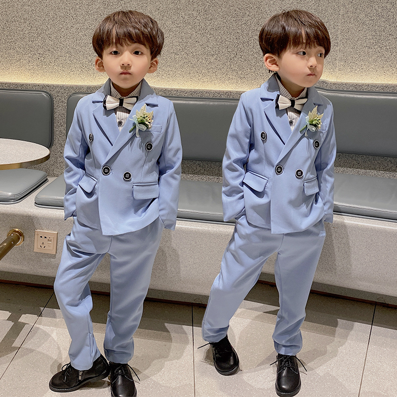 Boy's children suits spring clothing suit three sets of Korean version wedding flower children's gowns The children's piano plays out the tide