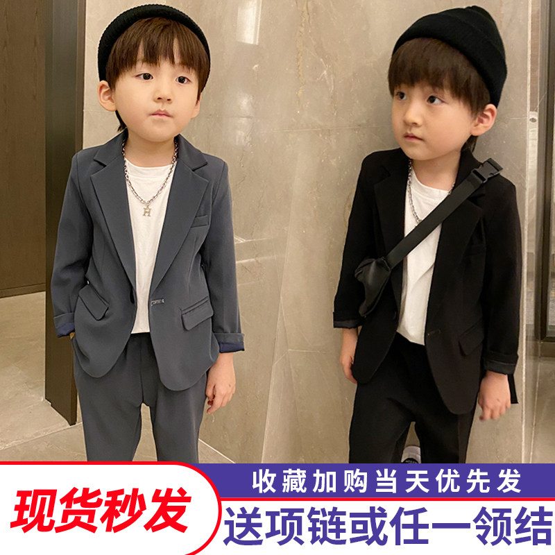 Children's suit suit boy Spring and autumn handsome young boy Western suit Inron wind flower gown for casual Korean version suit-Taobao