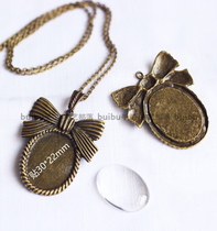 diy jewelry accessories handmade embroidery pendant bottom bow oval gem base with matching round piece