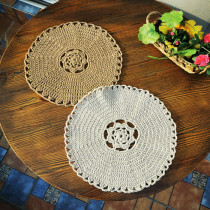 Handmade crochet crochet Mori cotton coarse thread woven country thick round decorative plate insulation table mat 36cm