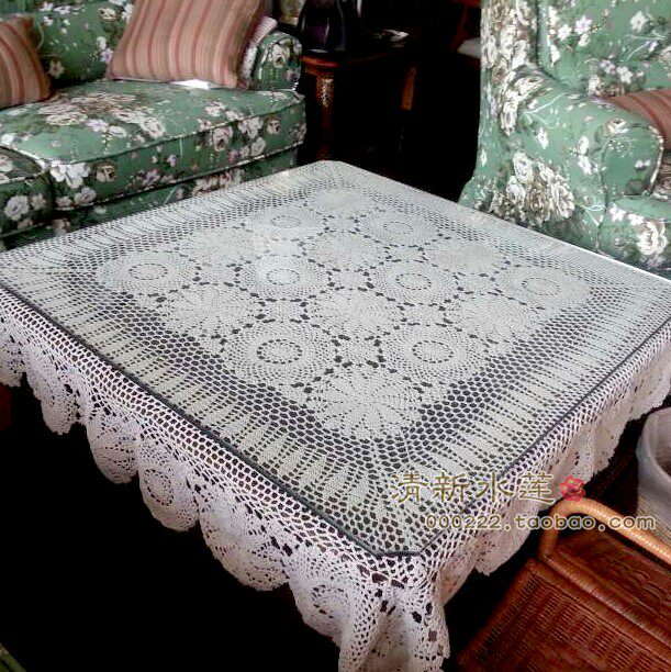 Handcrafted Crochet Hook Flower Square Tea Table Decoration Geb American Countryside Pure Cotton Hollowed-out Woven Table Cloth Tablecs Table Cloth