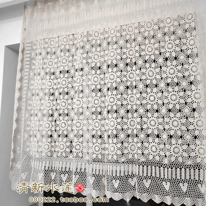 Fresh water lotus hand crochet hook needle European and American style countryside Chinese retro pure cotton semi light transmission finished curtain hook flower bed cover