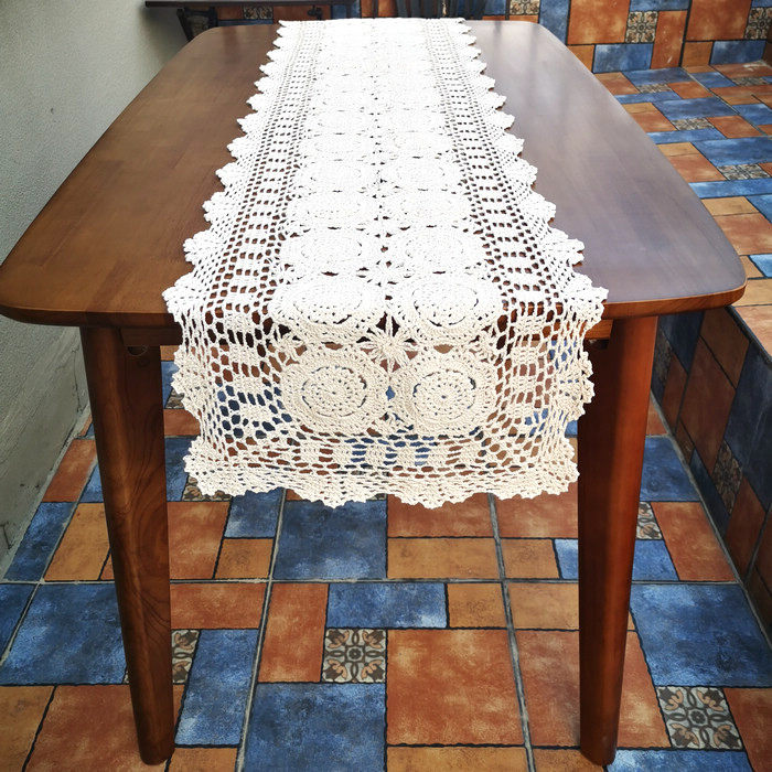American Comeback Garden Pure Cotton Hollowed-out Woven Cabinet Geb Hand Crochet Table Cloth Cloth Art Nordic Decorative Table Flag