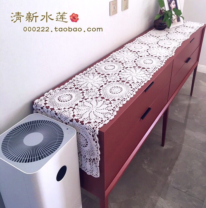 Hand Crochet Hook Flower Nordic Style Nostalgia Vinyre Pure Cotton Lace Hollow Woven Table Flag Five Bucket Closet Guaib White Rice