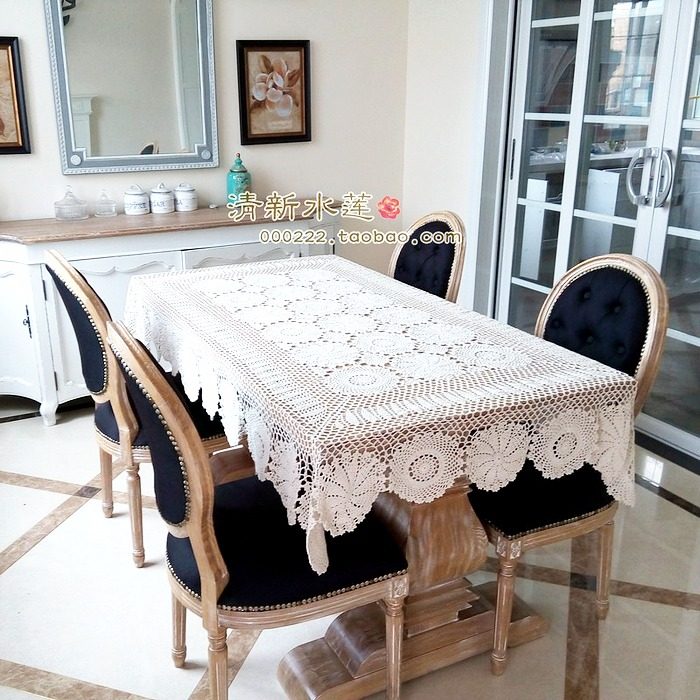 Fresh Water Lotus Manual Crochet Hook Flower Hollowed-out Hollowed-out Decorated Piano Geb American Table Bumi White Rectangle