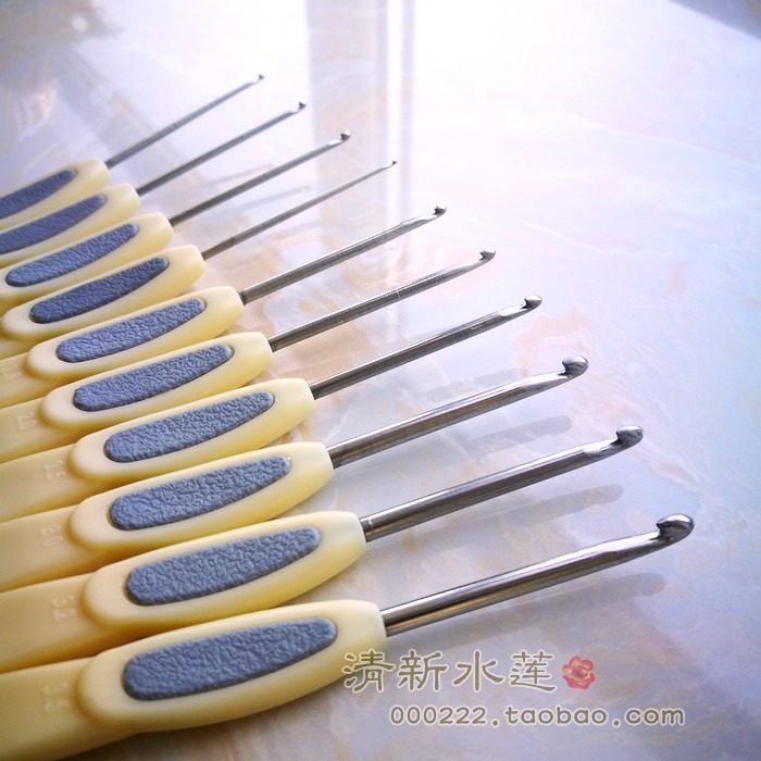 Cotton thread wool line handwoven hand made hook flower ruinous hook needle stainless steel with handle sweater crochet hook needle tool kit set