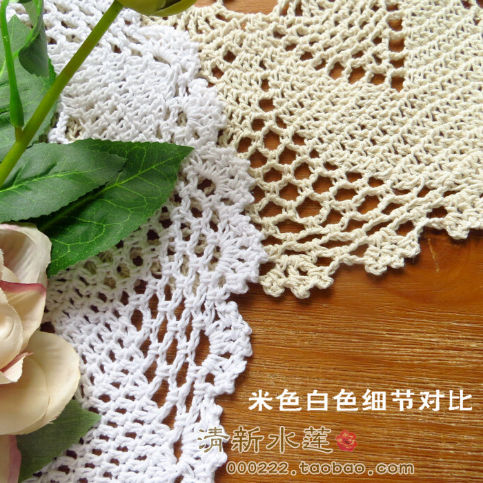 hoa loa kèn nước ngọt làm bằng tay crochet hoa móc ren bông đan Mỹ quê nông thôn bàn tròn tấm mat - Khăn trải bàn khăn trải bàn màu trắng