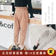 Quần len nữ mùa thu đông 2019 mới cho bé Hàn Quốc quần âu nữ quần bé gái eo cao hoa quần thủy triều