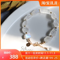 Three-in-one grass bracelet ins niche design female Crystal girlfriends Sen series light luxury Moonstone natural simple hand decoration