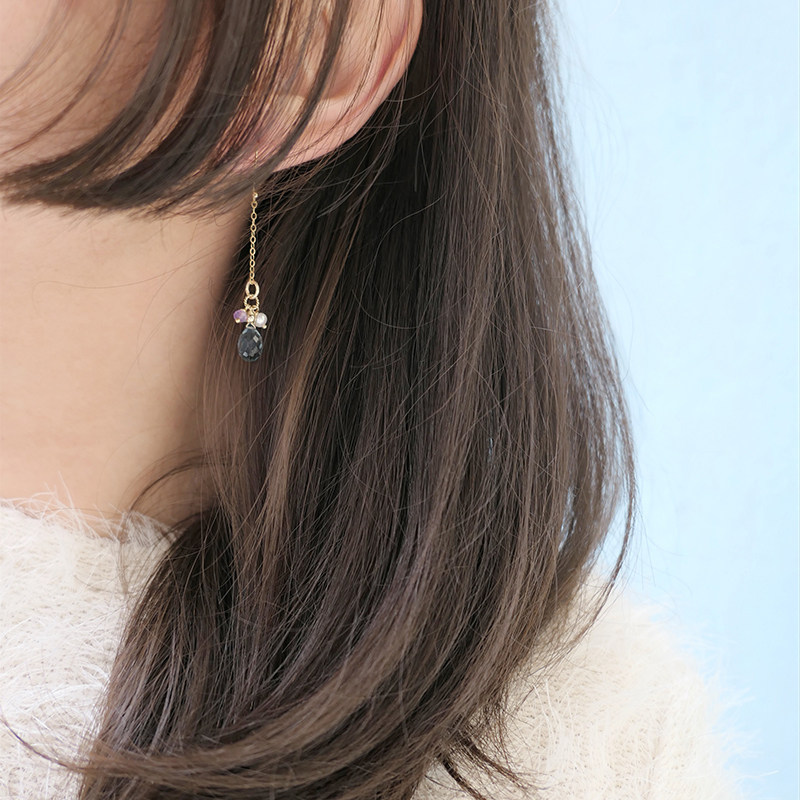 Three in one grass London blue quartz pearl 14k bag gold earrings earrings earrings earrings 2021 new trend