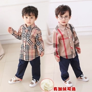 Phiên bản thủy triều thời trang mới của bé gái kẻ sọc cotton mùa xuân và mùa thu cộng với tay áo dài nhung mùa thu đại dương cho trẻ em mùa đông