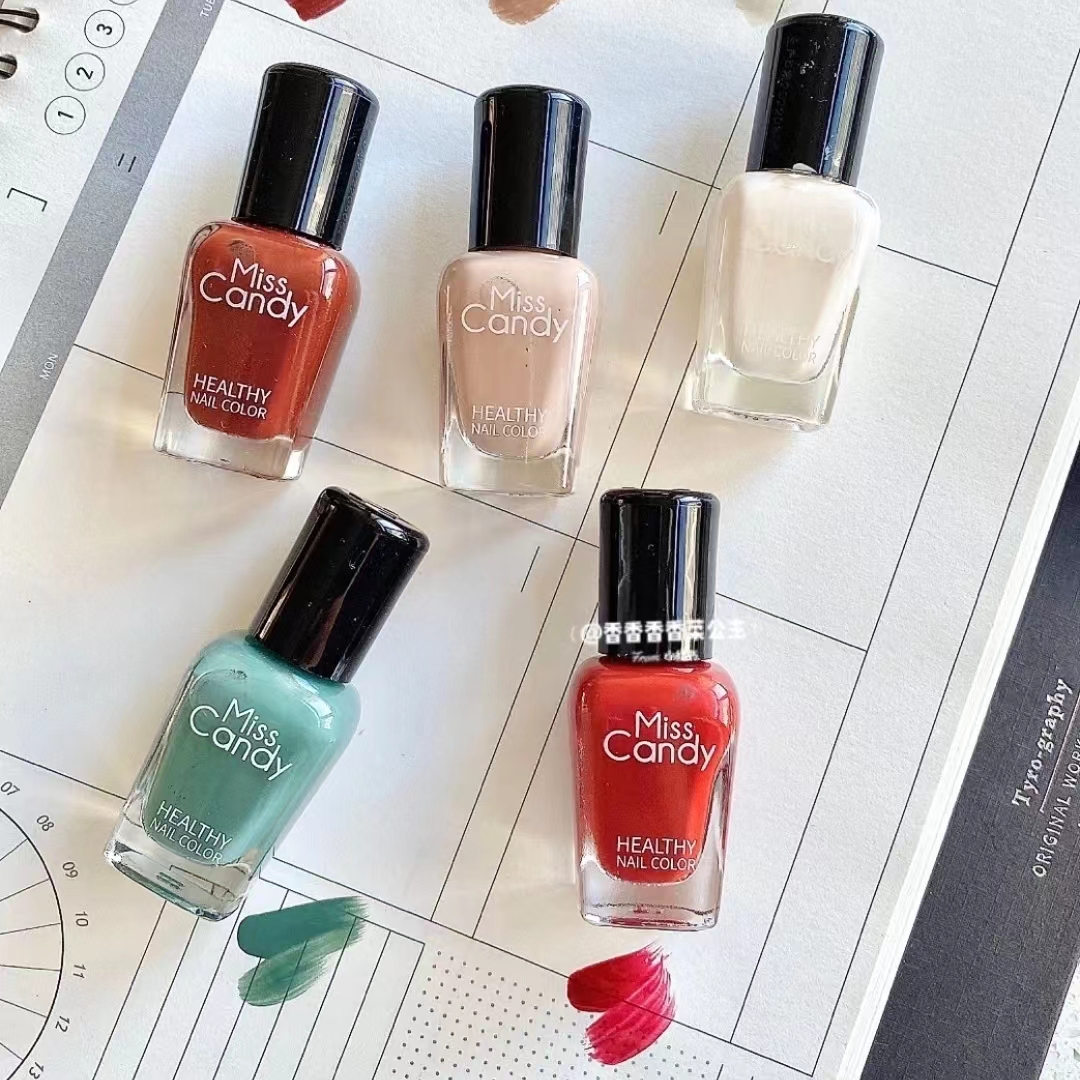 7ml with box and plastic seal Miss candy Internet celebrity water-based tearable nail polish popular small bottle monochrome
