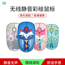 Futher V8 Painted Wireless Mouse Mute Notebook Desktop Girls Cute Cartoon Office Games Home Mouse
